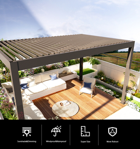 Auvent de toit à lattes pliantes inclinées avec matériaux métalliques, toit ouvrant fixe transparent et pergola - Product Image 6