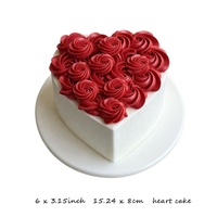 Model Kue Mawar Plastik Bentuk Hati 6IN 8cm Bunga Krim Palsu Hiasan Kue Ulang Tahun Valentine Dekorasi Jendela Toko Makanan