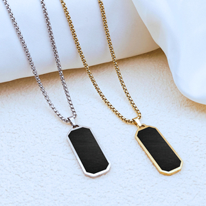 Collar Unisex <span class=keywords><strong>de</strong></span> Acero Inoxidable 316L Chapado en <span class=keywords><strong>Oro</strong></span> PVD <span class=keywords><strong>de</strong></span> 18K, Colgante Geométrico Rectangular con Incrustaciones <span class=keywords><strong>de</strong></span> Madera Natural, Joyería Personalizada - Product Image 5