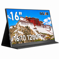 Moniteur secondaire AHXJKA 16 pouces, double écran 1920x1200 60Hz, étui de protection en cuir, un seul câble pour jeux, consoles Win/Mac