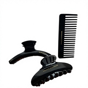 <span class=keywords><strong>ALAN</strong></span> France Horquilla de acetato elegante hecha a mano negra para mujer, peine para el peinado de la parte trasera de la cabeza, accesorio para el cabello <span class=keywords><strong>Dark</strong></span> Shark Updo - Product Image 1