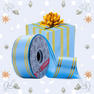 Pita Keriting Poliester Motif Bunga 1.8cm X 25Yard, Pita Dekoratif Pembungkus Kado Natal untuk Kerajinan DIY Pesta - Product Image 3