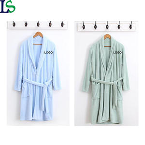 Meilleur prix doux microfibre femmes vêtements de nuit peignoir personnalisé brodé Logo corail polaire Robes - Product Image 3