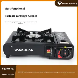 Réchaud à gaz portable en acier inoxydable personnalisé, coupe-vent, avec dispositif d'allumage, pour camping, pique-nique et cuisson de plats chauds - Product Image 6