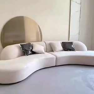 Juego de sillón reclinable de madera de terciopelo de diseño minimalista moderno sofá curvo para casa, villa, Vestíbulo de hotel, sala de estar de apartamento - Product Image 1