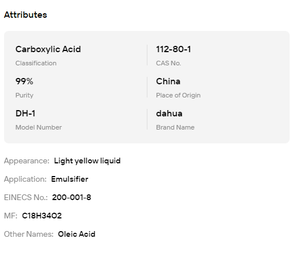 Ácido Oleico de Grado Industrial con 99% de Pureza, CAS 112-80-1, Producto Químico Funcional para la Formulación de Emulsionantes y Surfactantes - Product Image 6
