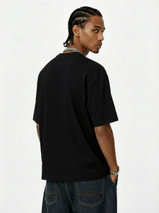 Camiseta Básica Lisa de Algodón Premium de 345G, Estilo Urbano, Corte Holgado, Manga Corta, Informal - Product Image 2