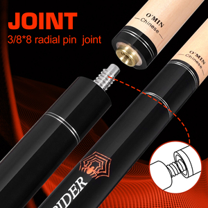 Tacos de billar O'min <span class=keywords><strong>Spider</strong></span> and Roar American Billiards, con eje de arce canadiense y punta de 12.5 mm, ideales para clubes, bares y uso doméstico. - Product Image 4