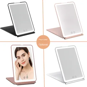 Xách Tay Có Thể Sạc Lại Vuông Phẳng Sáng Vanity Gương Mới Lật Có Thể Gập Lại Thiết Kế Máy Tính Để Bàn Đứng Thắp Sáng Trang Điểm Đóng Hộp Sản Phẩm - Product Image 2