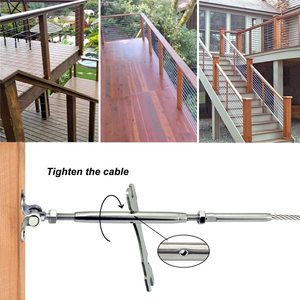 <span class=keywords><strong>Kit</strong></span> de garde-corps en câble 1/8\" avec tendeur à cliquet en acier inoxydable T316 pour poteau en <span class=keywords><strong>bois</strong></span> - Product Image 5