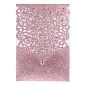 Invitation de fête d'anniversaire à fleurs creuses, vente chaude, pochette personnalisée, découpe au laser DIY, impression 3D UV, papier laminé mat - Product Image 2