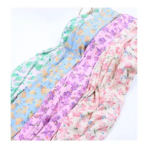 Yeni sıcak satış mor çiçek kafa bandı giyim kumaş bir krep baskılı kumaş polyester baskılı kumaş