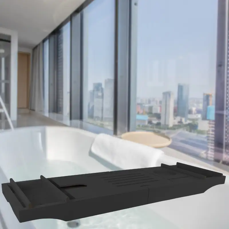 Новый дизайн черный бамбук аксессуары для ванной комнаты деревянная роскошная ванна Caddy Ванна Лоток