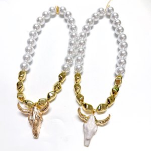 New Bohemian Phong Cách Thời Trang Ngọc Trai Yak Xương Pendent Vòng Cổ Amulet Món Quà Tauren Quyến Rũ Bull Skull Mặt Dây Chuyền Mát Ox Đầu Choker - Product Image 1