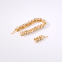 Pulsera de tenis ovalada de doble fila SVB1-V con circonitas cúbicas, tono dorado, joyería de cristal brillante, regalo para ella, para ocasiones formales