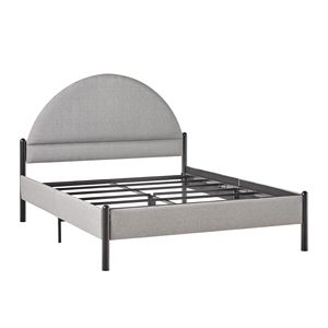 Cabecero curvo tapizado Gris moderno DB, marco de cama Queen, muebles para el hogar suaves con mechones para dormitorio o apartamento - Product Image 1