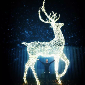 공장 야외 대형 3D 모티프 LED 조명 동물 풍경 및 결혼식 장식 할로윈 사용을위한 거대한 크리스마스 순록 - Product Image 2