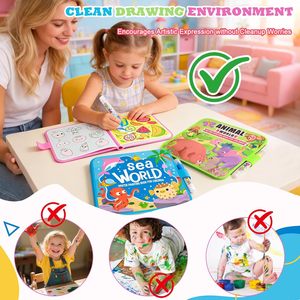 Libri da colorare ad acqua riutilizzabili per bambini: Set da <span class=keywords><strong>3</strong></span> libri magici da colorare ad acqua senza disordine - Libri da dipingere con acqua - Product Image 4