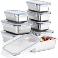 Boîte à lunch en acier inoxydable 304, récipients de stockage alimentaire rectangulaires pour micro-ondes, couvercles étanches, boîte à bento hermétique pour adultes et enfants