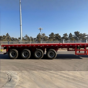 Semi-remorque à plateau plat en acier extensible à 4 essieux, plateforme basse robuste, <span class=keywords><strong>transport</strong></span> de turbines éoliennes surdimensionnées, capacité de 60 à 80 tonnes - Product Image 3