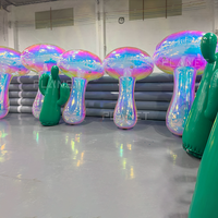 Champignon de miroir gonflable en PVC irisé géant de haute qualité pour la décoration de scène et les affichages d'événements de fête