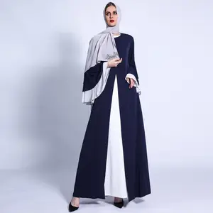 Bicomfort Women Muslim Chiffon Open Dress Islamic Clothing elegant Mixed colors 3layers Waved sleeve dress for muslim abaya