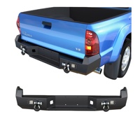ULON Nouveau Design Barre de protection arrière pleine longueur pour pick-up, pare-chocs de camion avec crochet de remorquage, LED, en carbone noir poli, à visser pour