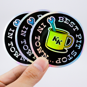 Autocollants en vinyle holographiques personnalisés résistants aux UV, autocollants en vinyle holographiques 3D découpés au laser, <span class=keywords><strong>couleur</strong></span> arc-en-ciel argentée, imperméables - Product Image 6