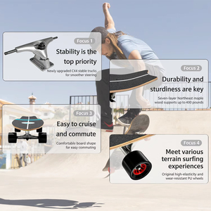 <span class=keywords><strong>Surfskate</strong></span> personnalisable double rocker pour débutants, planche en érable chinois 7 plis, roues PU Flash, ABEC-7, léger - Product Image 2