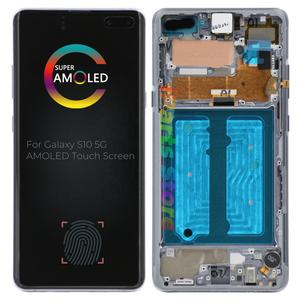 Écran de remplacement IPARTS pour SAMSUNG <span class=keywords><strong>Galaxy</strong></span> <span class=keywords><strong>S10</strong></span> 5G SM-G977U SM-G977N SM-G977B Super AMOLED Écran tactile avec cadre OEM TESTÉ - Product Image 1