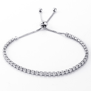 Diamond <b>Bracelet</b> 3mm Round Brilliant Cut <b>Adjustable</b> Size Unisex Everyday Wear - Product Image 2