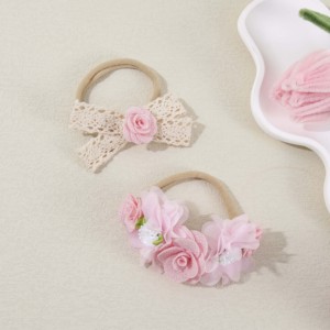 Diadema de Flores Rosa Bebé en <span class=keywords><strong>3</strong></span> Colores, Accesorios para el Cabello de Niña, Diadema de Nailon con Flores, Diadema para Bebé - Product Image 5