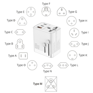 Adaptador de enchufe de viaje Eonline 3D 65W GaN con 2USB-C PD y 1USB-A Cargador universal mundial UK EU AU US Convertidor para computadoras portátiles - Product Image 2