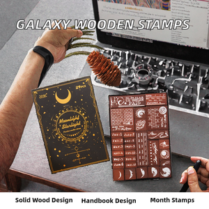 <span class=keywords><strong>Sellos</strong></span> de Madera con Diseño de Galaxia y Manga, para Uso en Oficina, con Indicadores de Mes, Semana y Fase Lunar, <span class=keywords><strong>Sellos</strong></span> DIY - Product Image 3