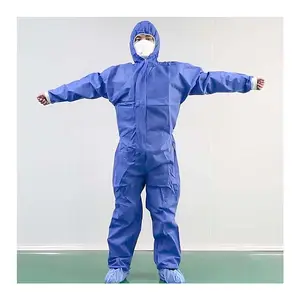 Atacado preço ome protetor roupa de trabalho uniforme sms não-tecido azul descartável ternos cobertura