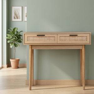 Modern Scandinavian Oak <b>Console</b> <b>Table</b> with Drawer <b>Storage</b> and Solid Wood Legs for Entryway Living Room Furniture - Product Image 3