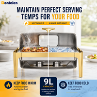 Edelstahl Gastronomiebedarf Alkoholbetriebener 9L Goldener Warmhaltebehälter Wasserdichter Isolierter Speisenwärmer Chafing Dish