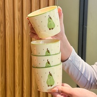 Mug de voyage en céramique de style américain mignon en forme de poire pour les couples, idéal pour le petit-déjeuner