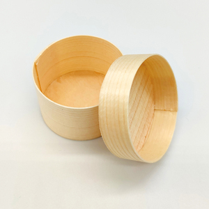 Take out disposable food wood box with lid bamboo round box