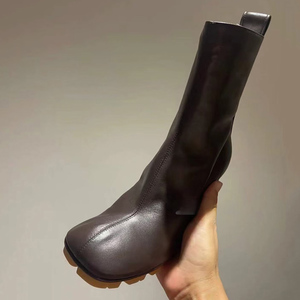 Fashion Trend Women Short <b>Boots</b> Square Toe High Chunky Heels Shoes Side Zipper Ankle - Product Image 6