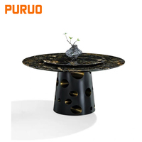 Table à manger transformable Puruo de luxe, base en acier noir, élégante et moderne, pour la maison, l'appartement, meubles multifonctionnels