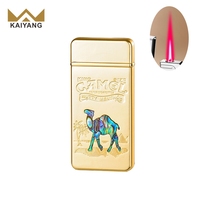 Briquet en métal rechargeable avec flamme rouge coupe-vent au gaz butane pour cigarettes, design moderne pour cadeaux