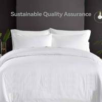 Linge de Lit de Luxe à Rayures 3 cm, Parure de Lit Housse de Couette Blanche 100 % Coton, Fournitures Modernes pour Maison et Hôtellerie