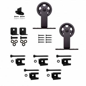 Kit de Herrajes para Puerta Corredera Tipo T WEKIS, Diseño Rústico Industrial en Negro, Acero y Latón Resistente para Exteriores y Sala de Estar - Product Image 3