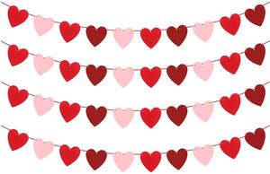 Fournitures de mariage coeur cheveux feutre suspendu drapeau en forme de tissus bannière gratuit bricolage coeur rouge rideau de porte - Product Image 3