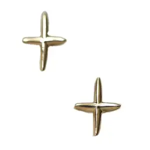 KREH54 S925 Sterling Silver Gold Plated Earrings for Women Cross Star Stereoscopic Cross Personalized Earrings and Earrings