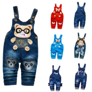 2021 Newborn Infant Cotton Cute Jeans Little Kids Denim Pants Children Outwear Boys Girls Trousers Suspenders Baby Overalls