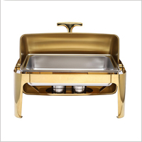 Luxuriöses, maßgefertigtes Roll-Top-Buffet-Chafing-Set, Speisenwärmer, Chafing Dish, Catering-Gold, 6L/9L, Alkohol/Brennstoff, Gehong