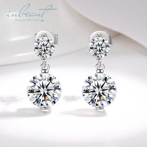 Argent 925 Original Total 5 Carat Round Brilliant Cut Diamond <span class=keywords><strong>Test</strong></span> Past D Color Moissanite Boucles d'oreilles pour mariage - Product Image 1