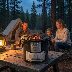 Langlebiger Tragbarer Outdoor-Holzpellet-Holzkohleofen, Hocheffizienter Edelstahl-Feuerstellenheizer zum Kochen, Camping und für den Garten - Product Image 4